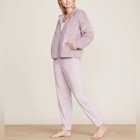 $248 Barefoot Dreams LuxeChic Quilted Jacket in Deep Taupe Lilac NWT - Picture 3 of 4